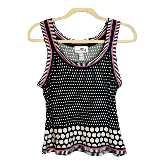Joseph Ribkoff Set Women's Size US 10 UK 12 Tank Sweater Polka Dots Pink Flutter - Picture 4 of 6
